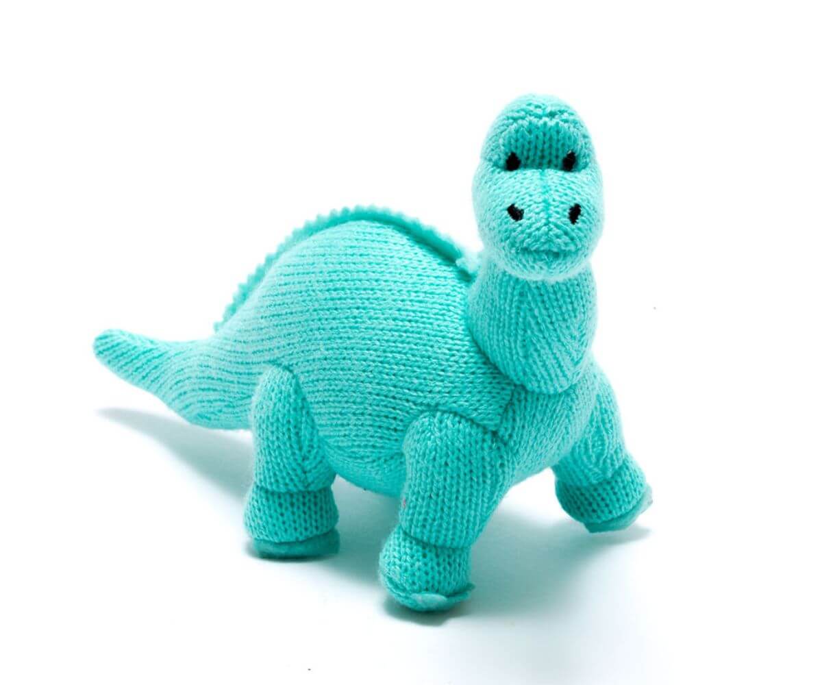 Best Years Small Ice Blue Knitted Diplodocus Rattle image 0