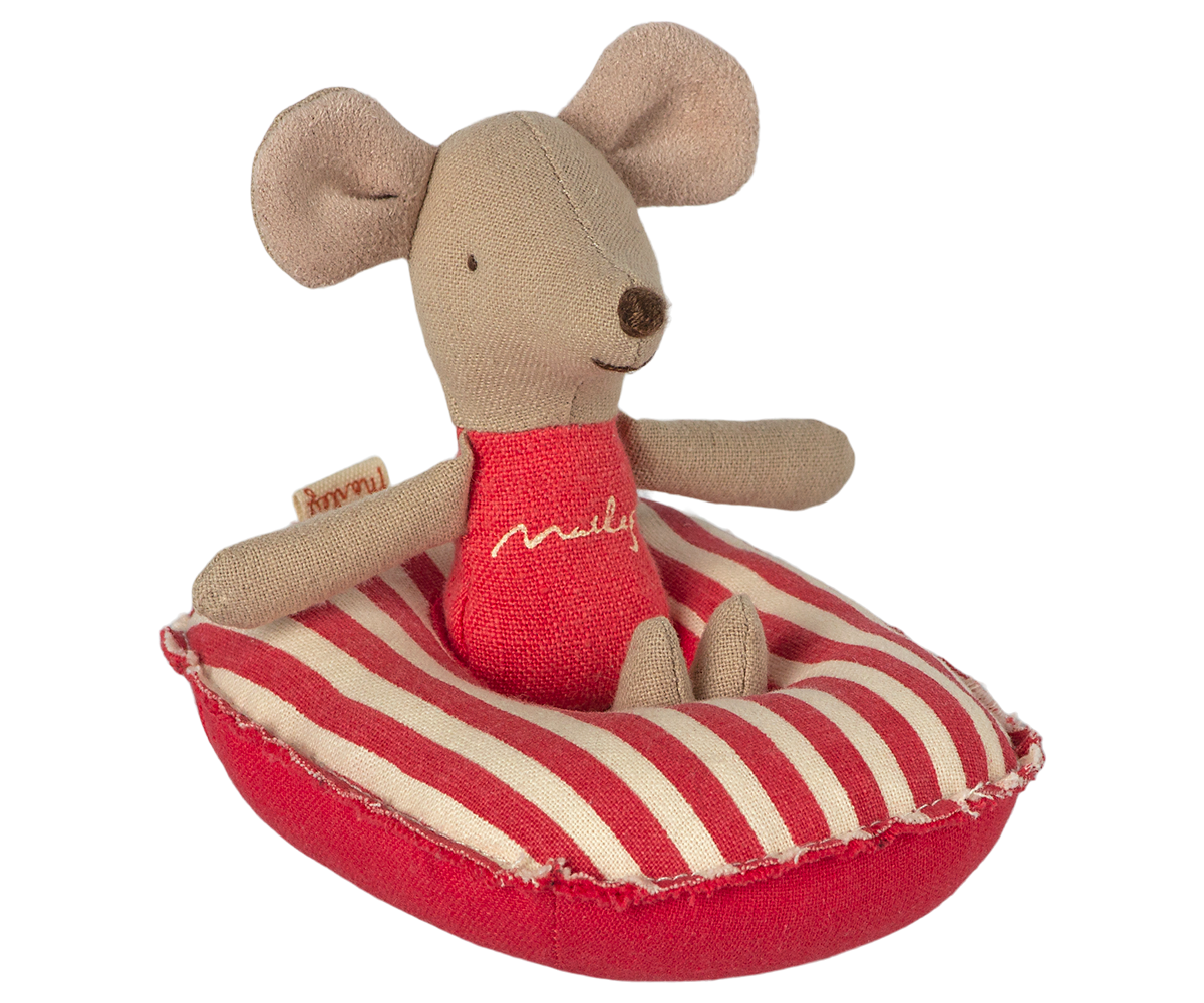 Maileg Rubber Boat, Small Mouse - Red Stripe at Bibelot Leek