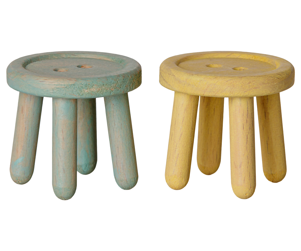 Maileg Stool Set, Mouse - Mint/Light Yellow at Bibelot Leek UK Stockist