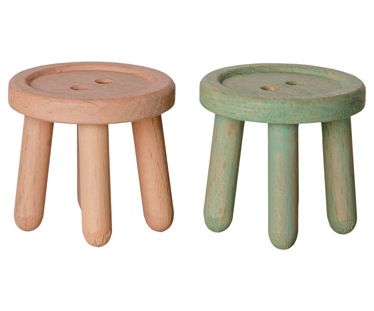 Maileg Stool Set, Mouse - Light Rose/Light Mint at Bibelot Leek U Stockist