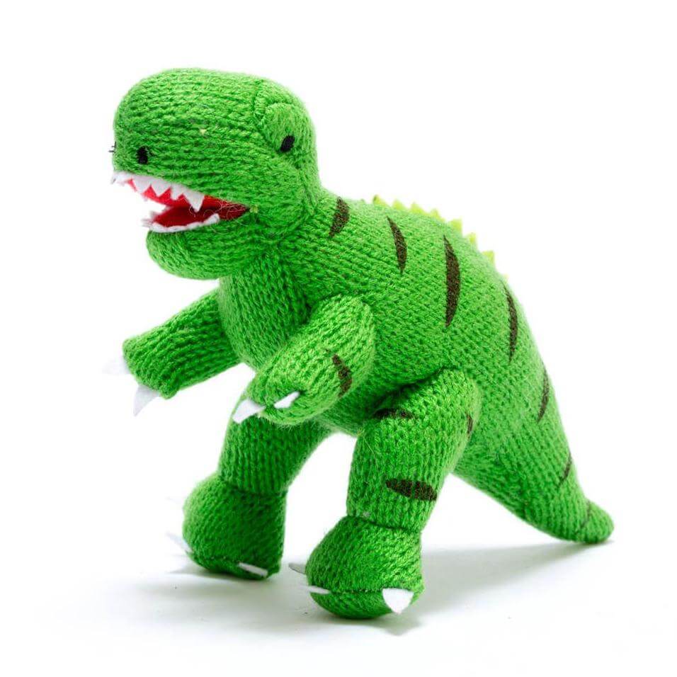 Best Years Small Green T-Rex Knitted Rattle image 0