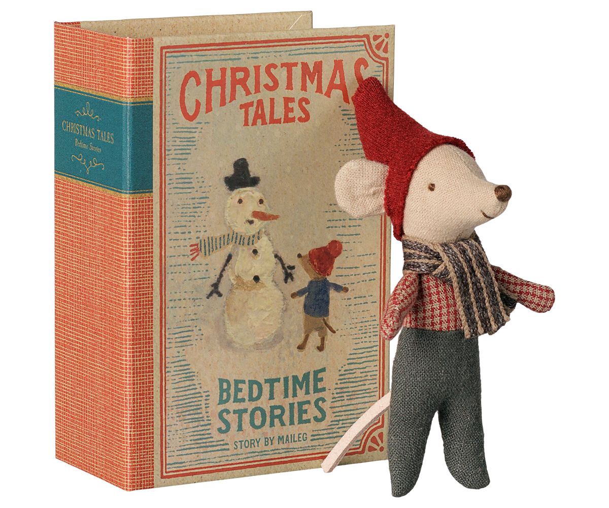 Maileg Christmas Mouse, Baby in Book at Bibelot Leek UK Stockist