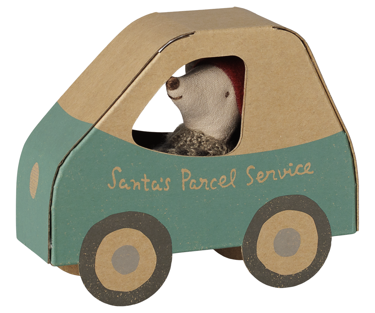 Maileg Christmas Mouse, Little Brother in Car Box at Bibelot Leek UK Stockist