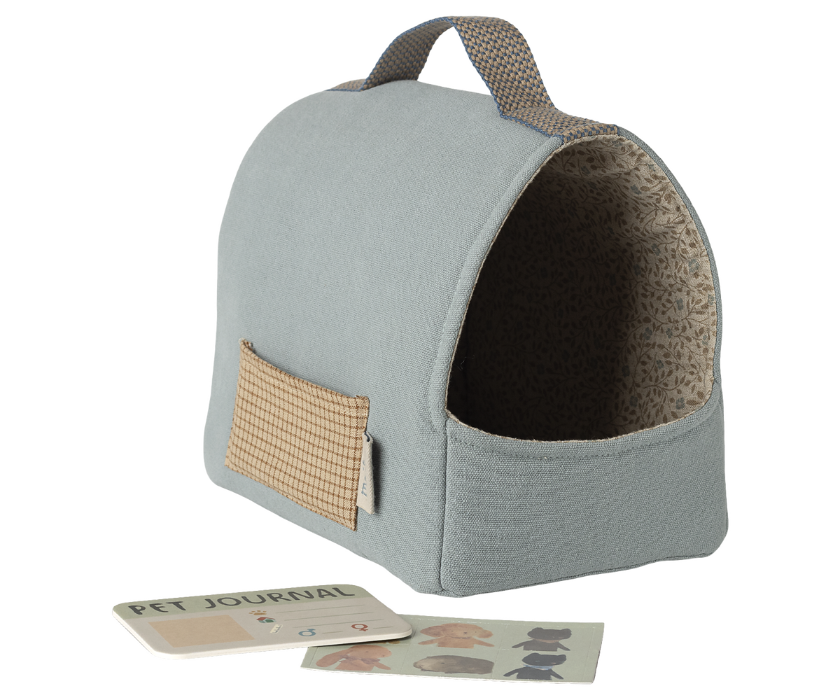 Maileg Pet Carrier - Dusty Blue at Bibelot Leek, UK Stockist