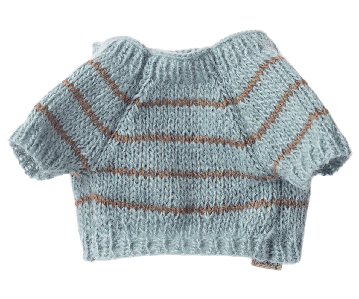 Maileg Puppy Supply, Small, Knitted Sweater - Dusty Blue at Bibelot Leek