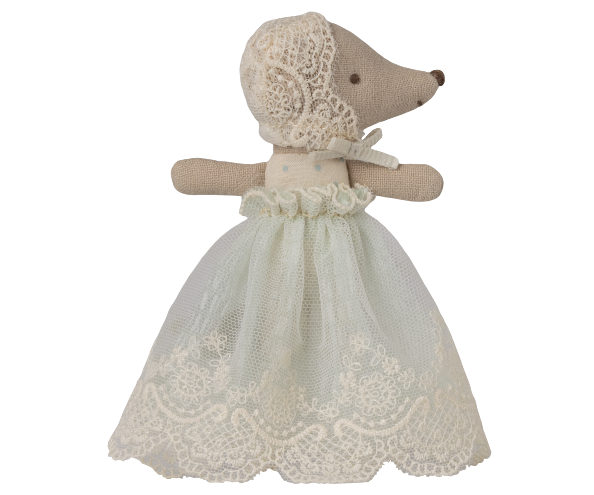 Maileg Baby Mouse in Gown - Mint at Bibelot Leek