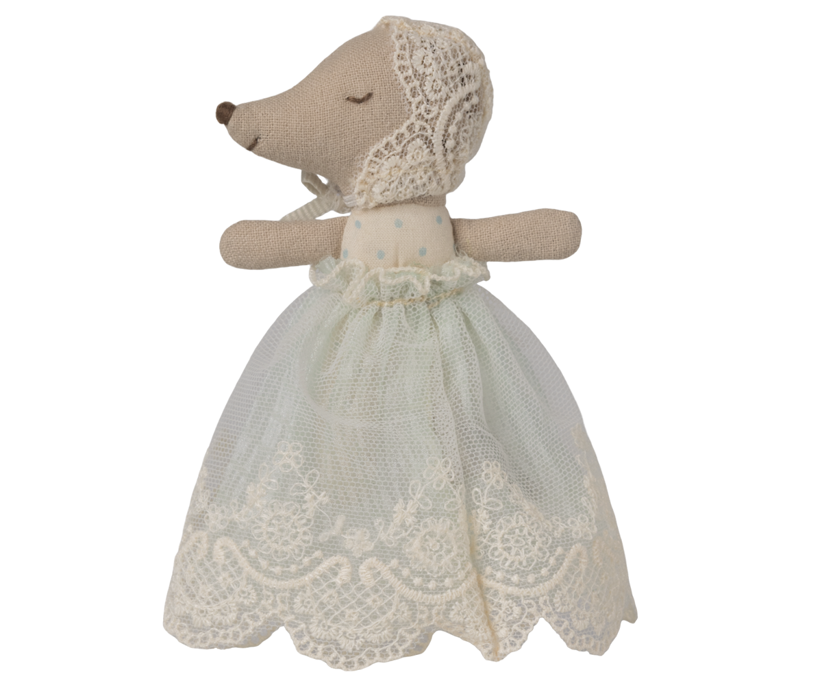 Maileg Baby Mouse in Gown - Mint at Bibelot Leek