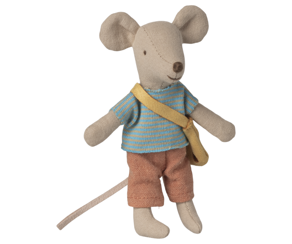 Maileg Little Broather Mouse with Bag at Bibelot Leek UK Stockist