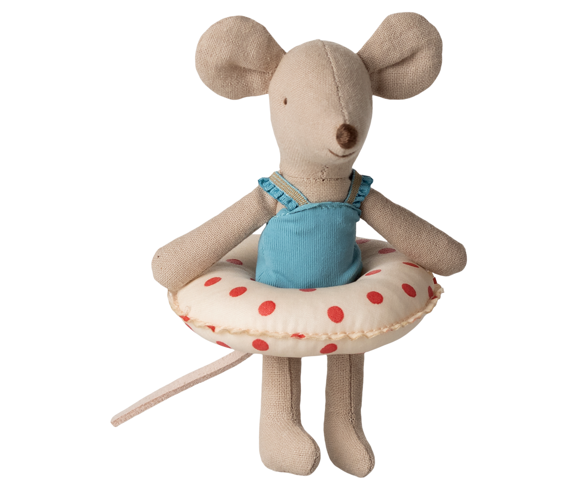 Maileg Beach Mouse with Float, Little Sister - Red Dots at Bibelot Leek
