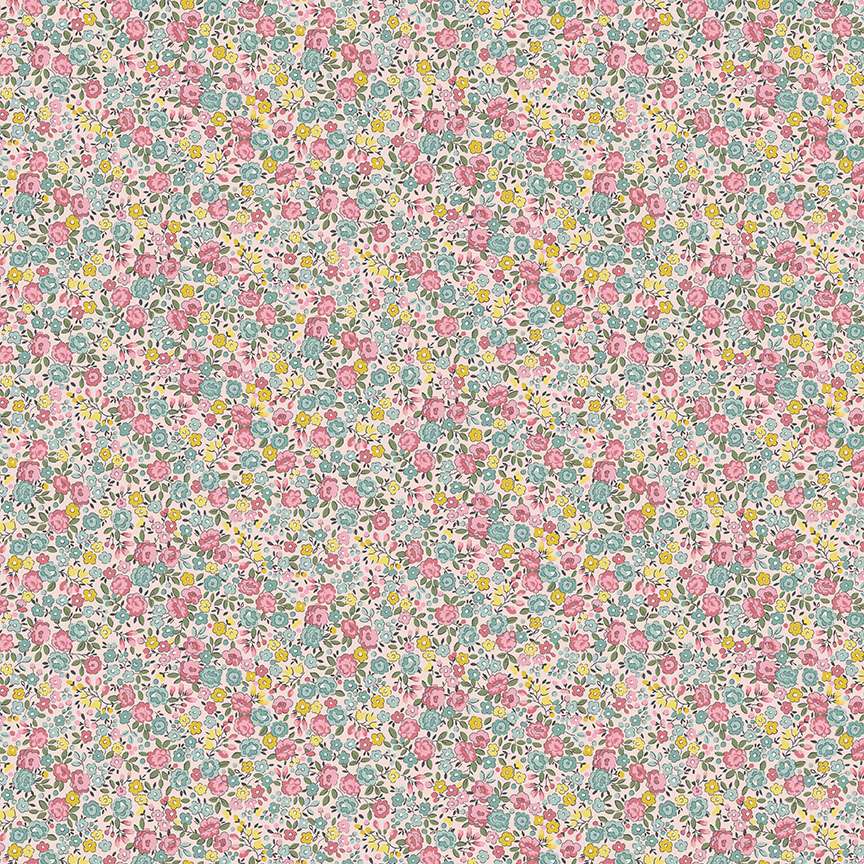 Makower Petite Fleur Rose Pink 181/P Cotton Fabric at Bibelot, Leek