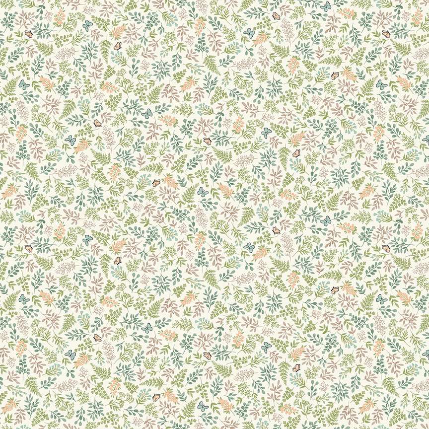 Makower Little Ones Foliage Cream 192/Q Cottn Fabric at Bibelot, Leek