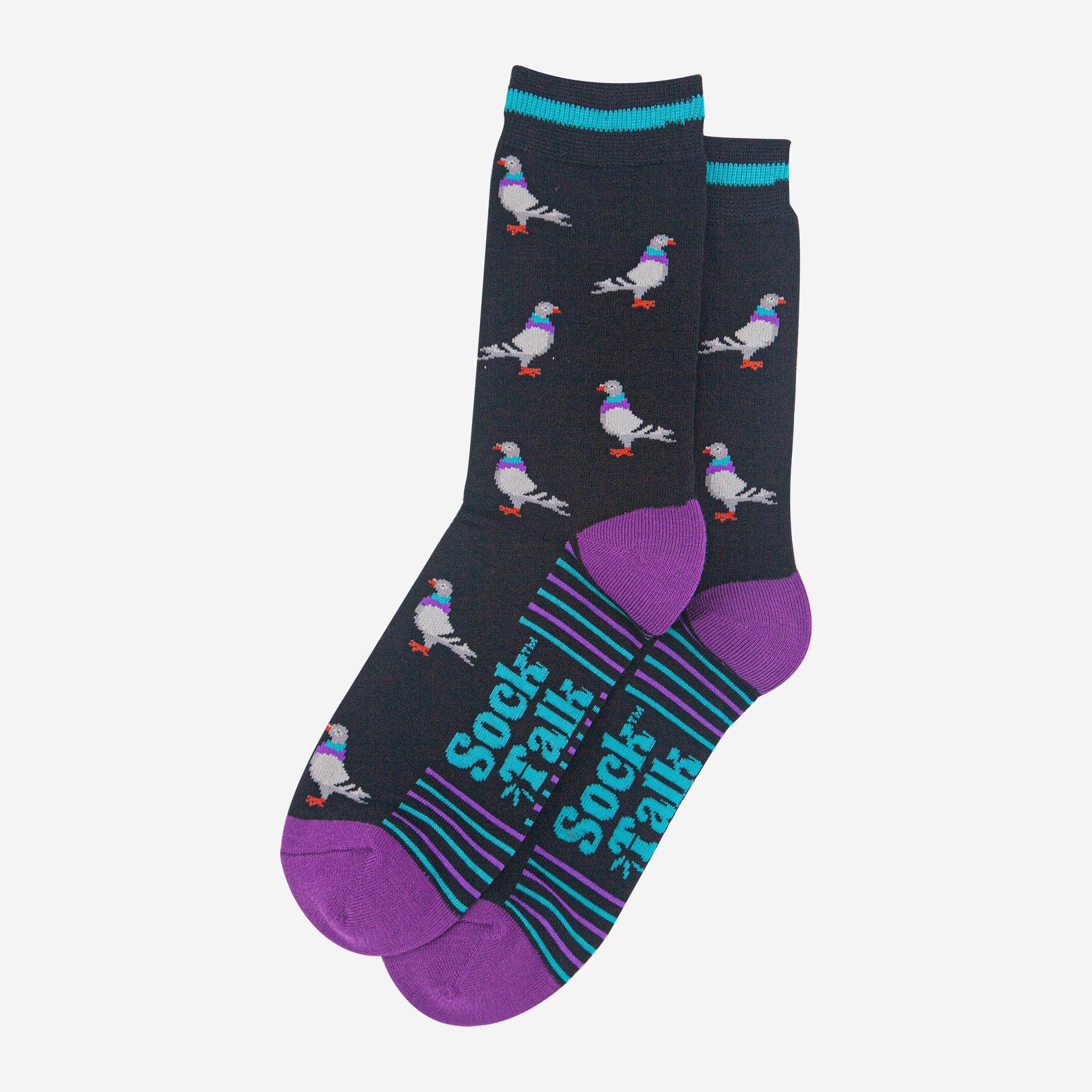 Sock Talk Men's Bamboo Socks - Black/Purple, Pigeon Bibelot Leek UK Stockist