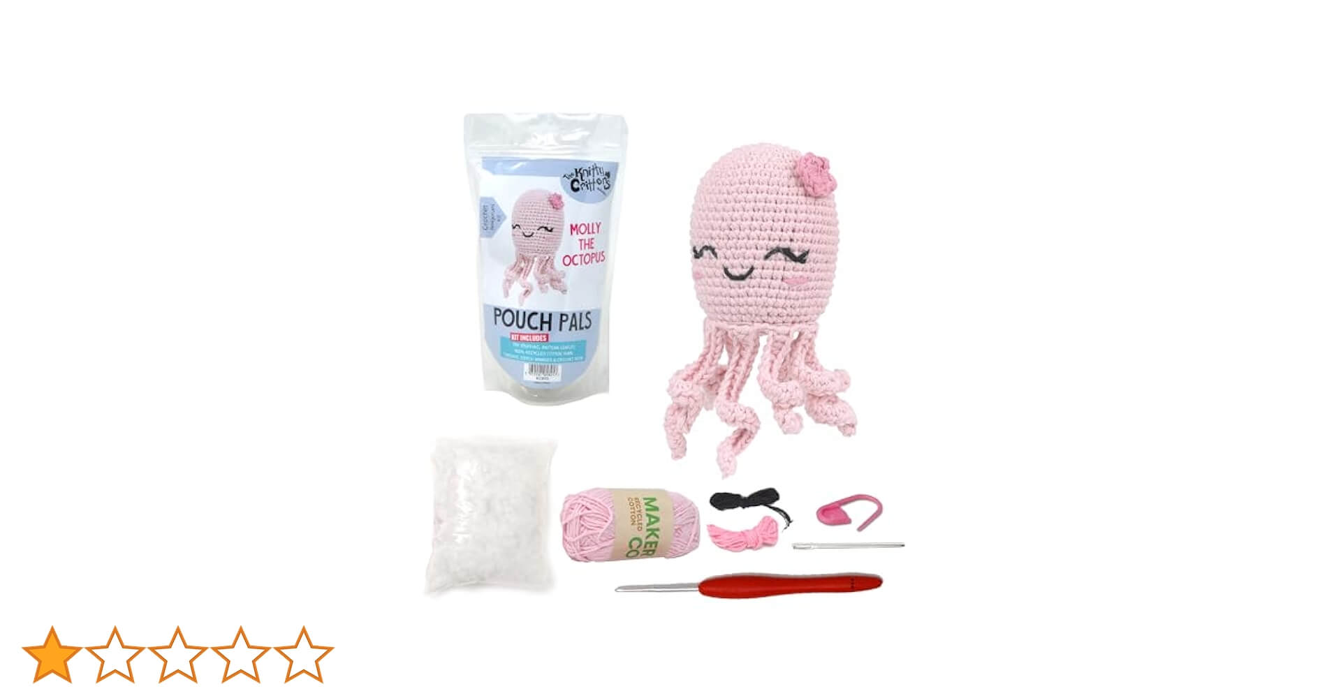 Knitty Critters Pouch Pals 2 - Molly the Octopus Amigurumi Crochet Kit image 0