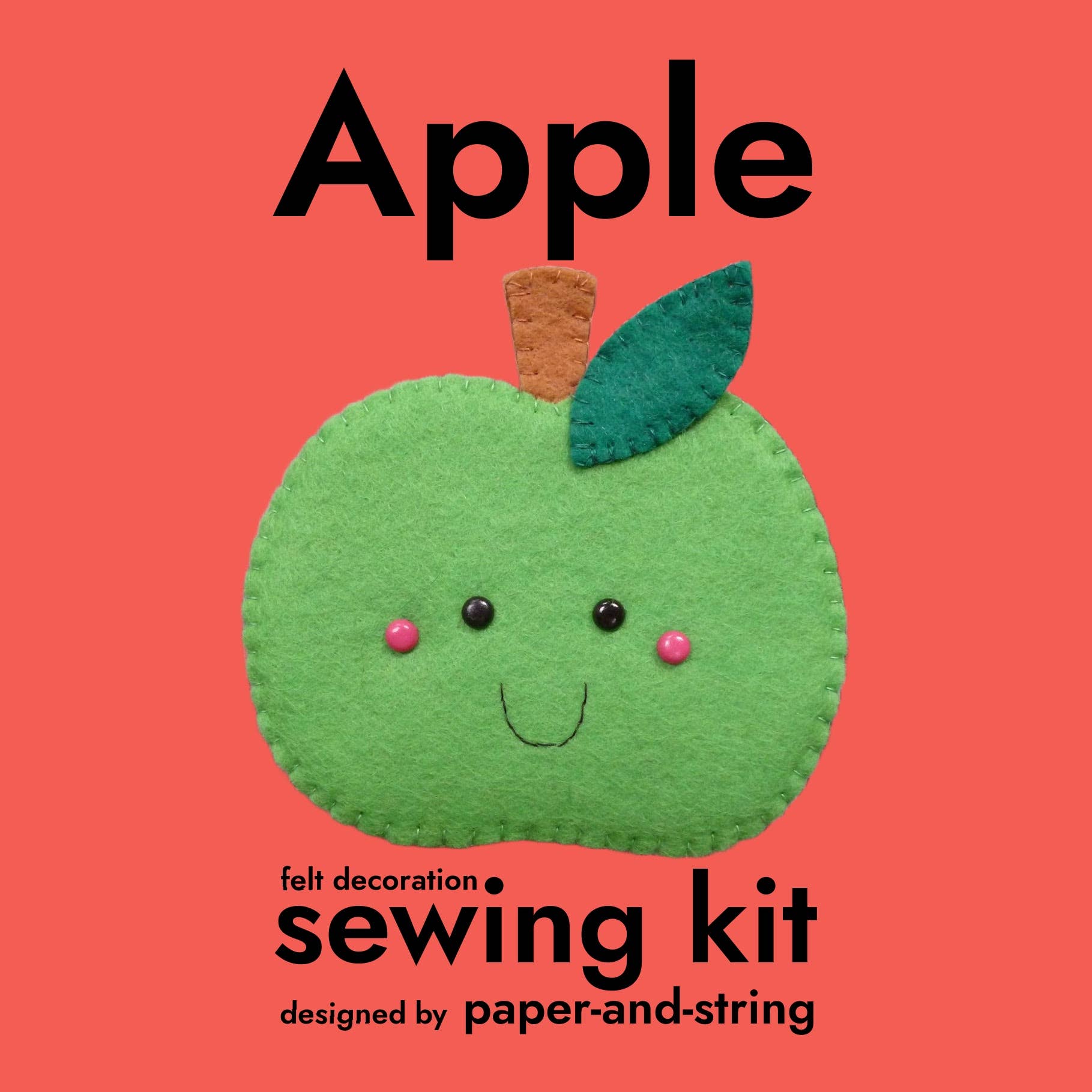 Paper and String Apple Felt Decoration Sewing Kit by Bibelot, Leek