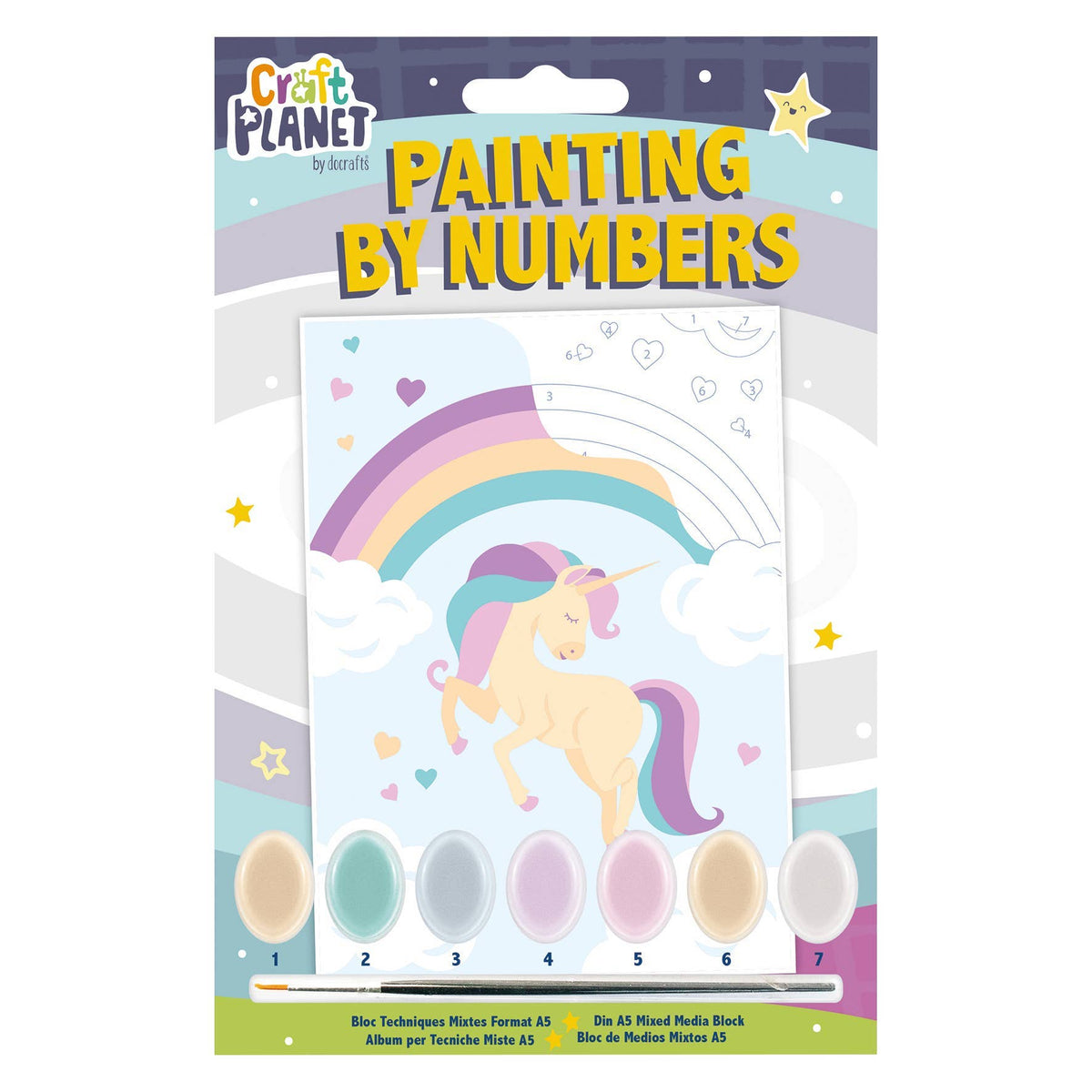 Craft Planet Mini Paint By Numbers Kit - Unicorn at Bibelot Leek UK Stockist