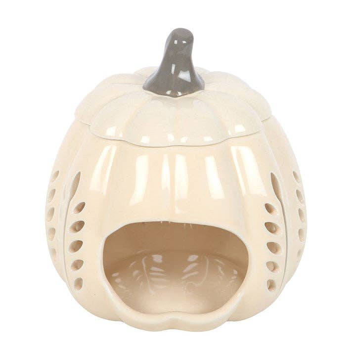Ceramic pumpkin-shaped pet bed on a white background