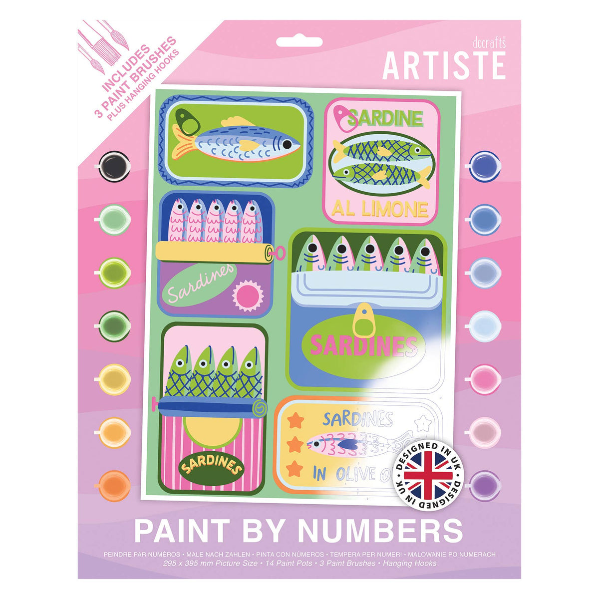 Dcrafts Artiste Large Paint By Numbers, Sardines Kit at Bibelot Leek Uk Stockist