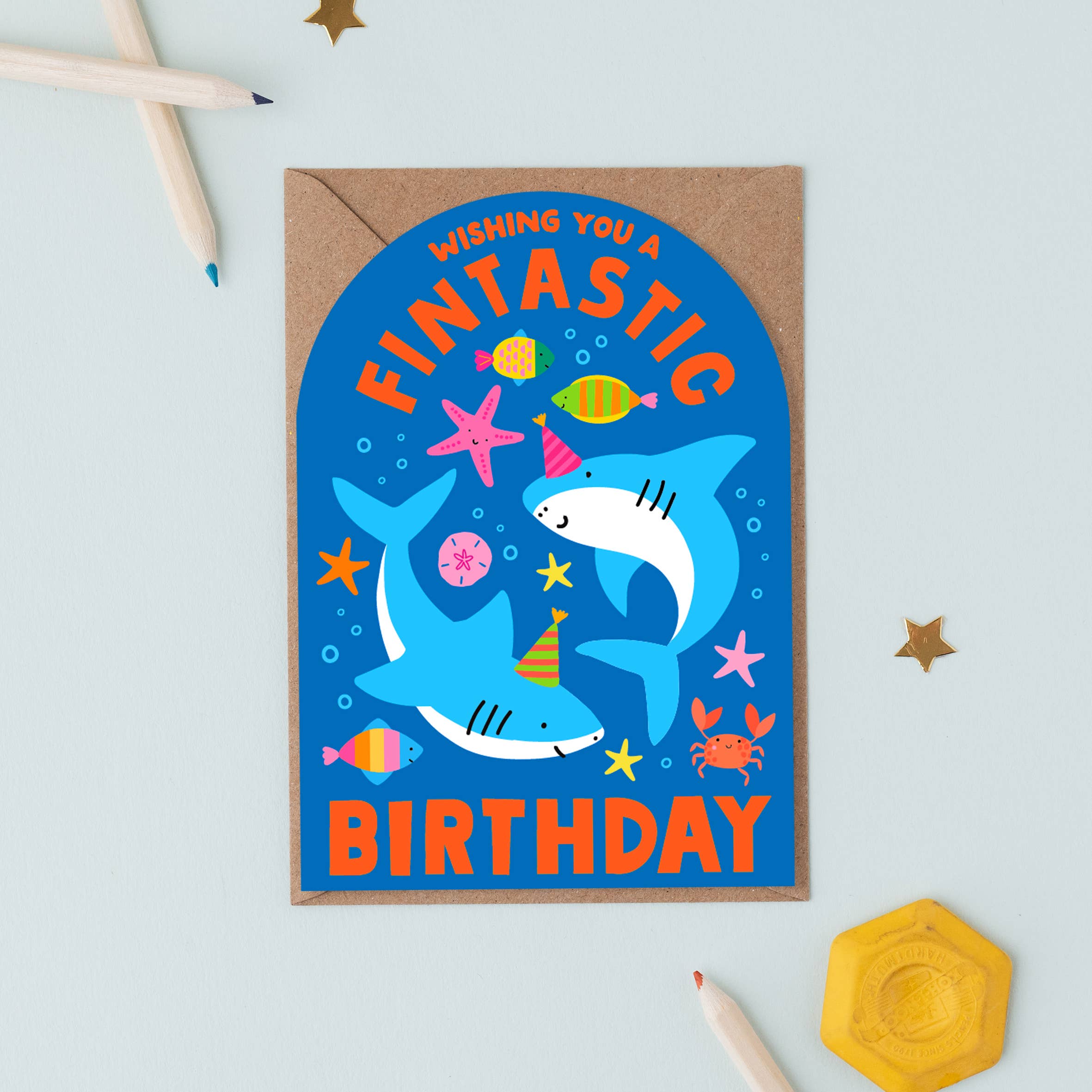 Mifkins Fintastic Kids Shark Birthday Card at Bibelot Leek