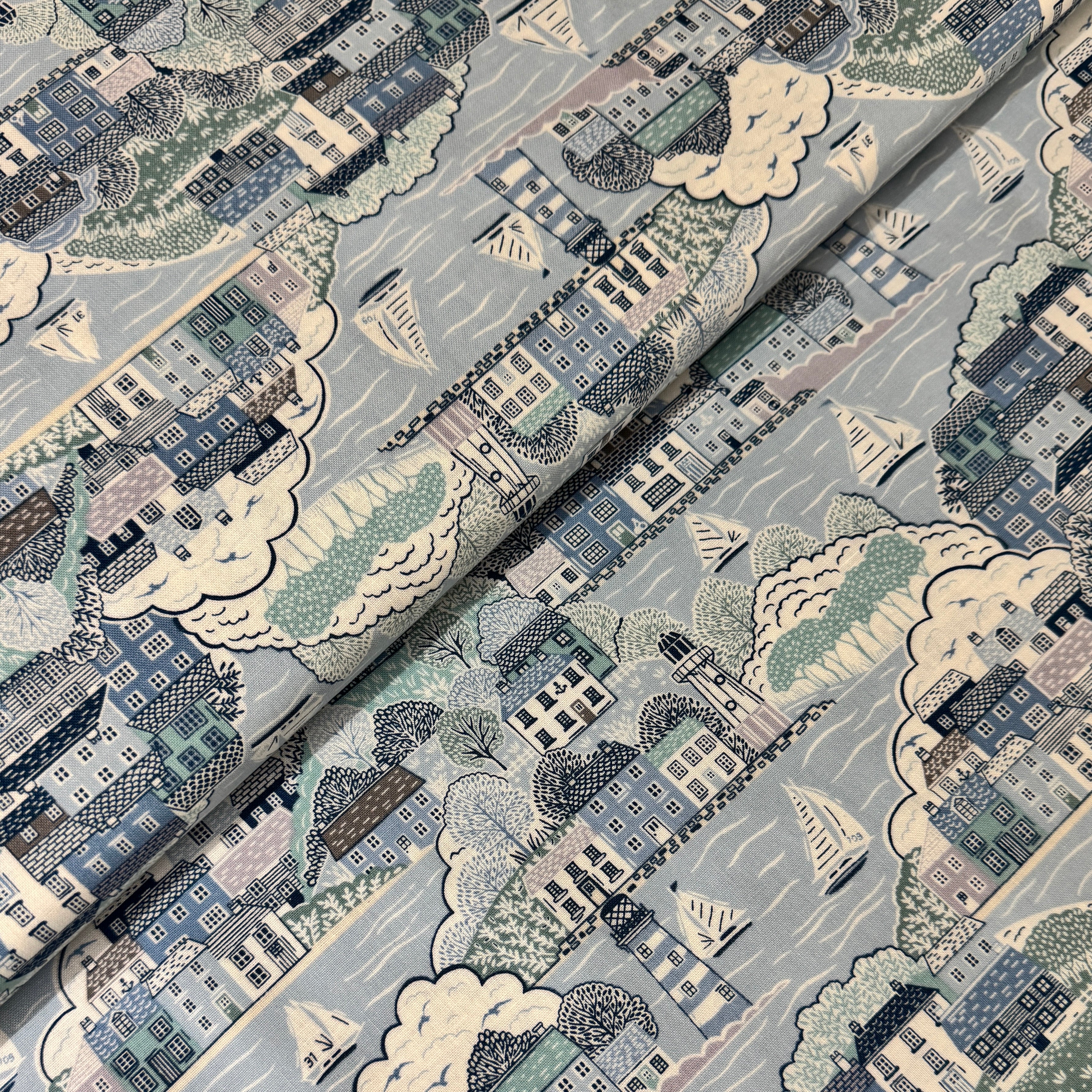 Makower Driftwood Cove Light Blue 171/B3Cotton Fabric at Bibelot, Leek