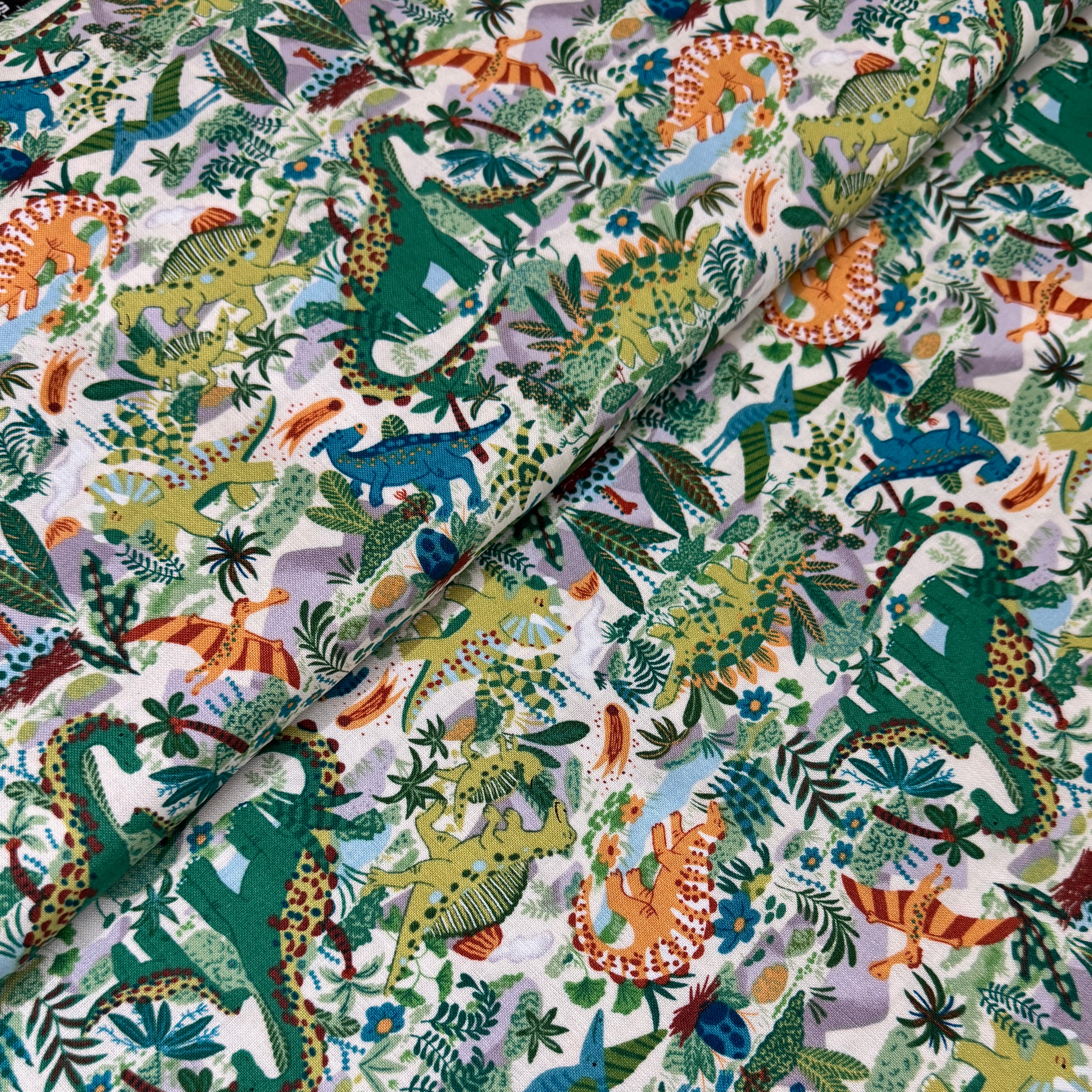 Makower Prehistoric Paradise Cream 163/Q Cotton fabric at Bibelot, Leek
