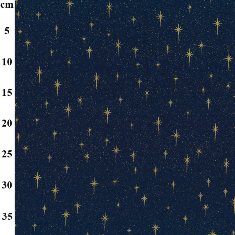 John Louden Christmas Stars on Navy Cotton Fabric at Bibelot Leek