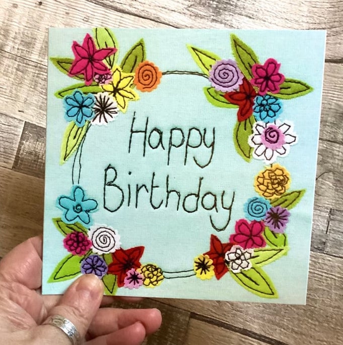 Jo Bo Designs Floral Wreath Happy Birthday Card