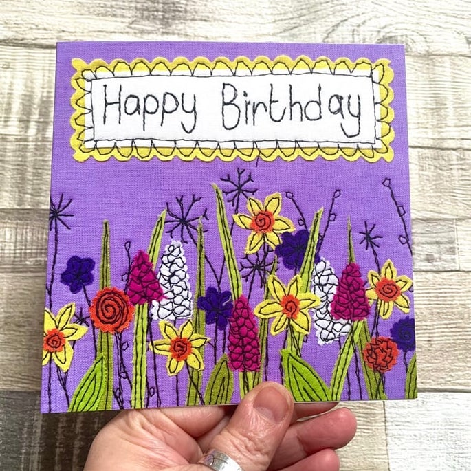 Jo Bo Designs Purple Floral Happy Birthday Card