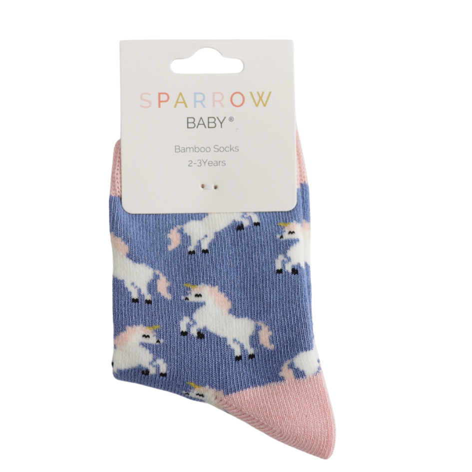 Miss Sparrow Baby Unicorns Denim Socks (2-3yrs & 4-6yrs) at Bibelot Leek UK Stockist