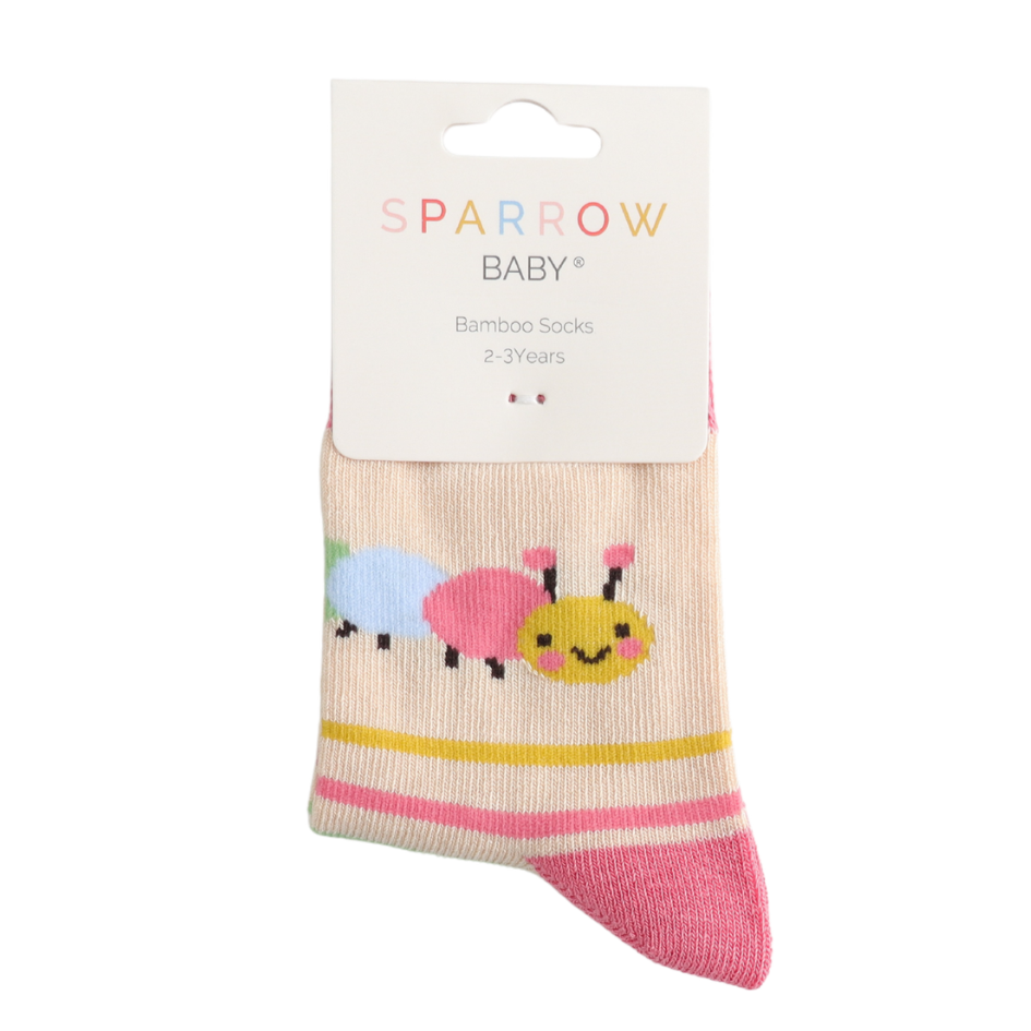 Miss Sparrow Baby Caterpillar Cream Socks (2-3yrs & 4-6yrs) at Bibelot leek UK Stockist
