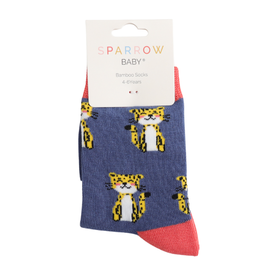 Miss Sparrow Baby Leopard Navy Socks (2-3yrs & 4-6yrs) at Bibelot Leek UK Stockist