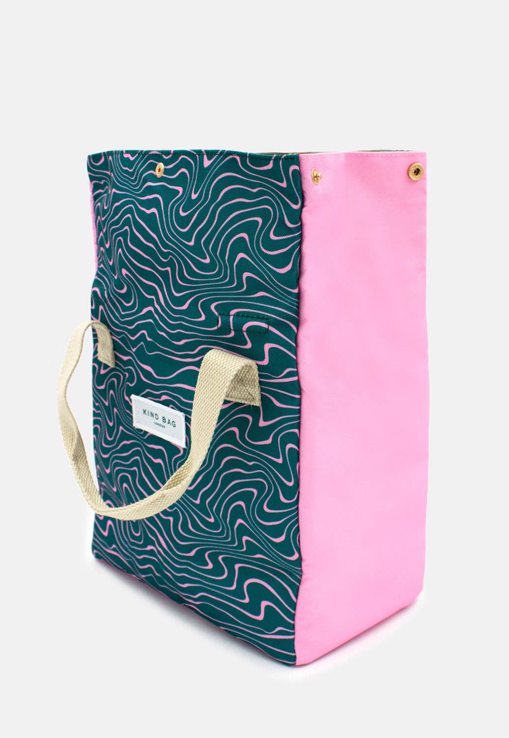 Kind Bags Lunch Bag | Contours Green and Pink at Bibelot Leek UK Stockist