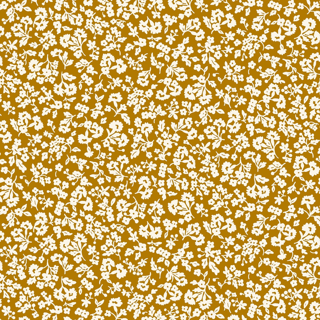 Liberty Denim Florals: Dainty Meadow Flower Sprigs Ochre 401A