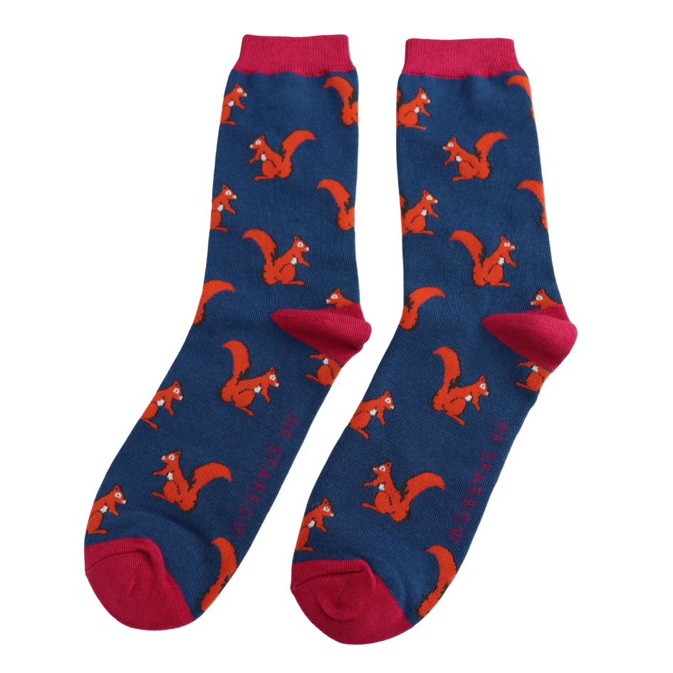 Mr Sparrow Squirrels Socks Navy at Bibelot Leek