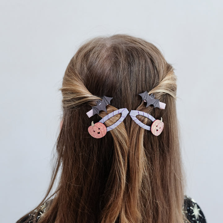 Mimi & Lula Pumpkin & Bat Clip Set