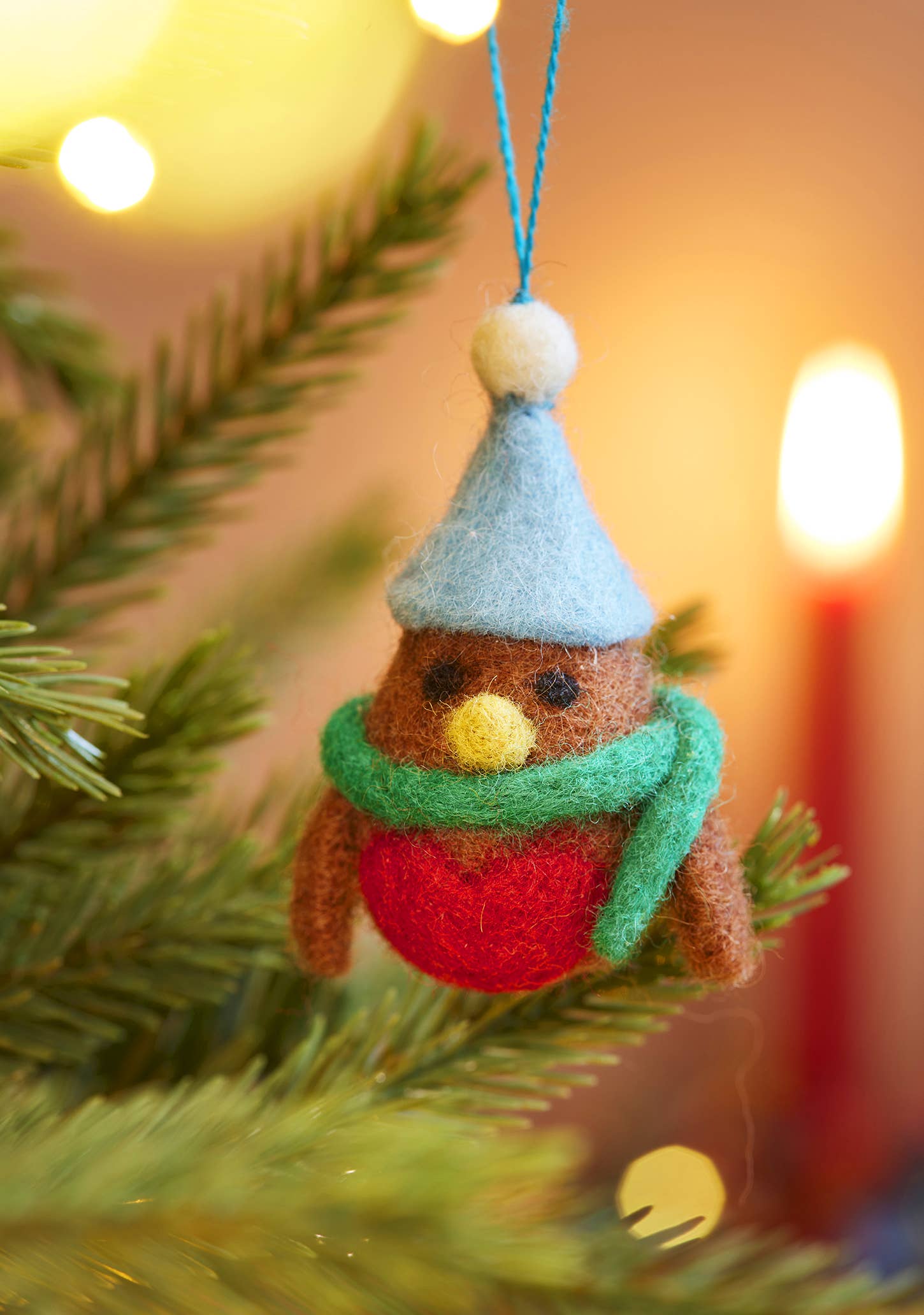 Namaste Fair Trade Set of 5 Hanging Felt Robin Decorations