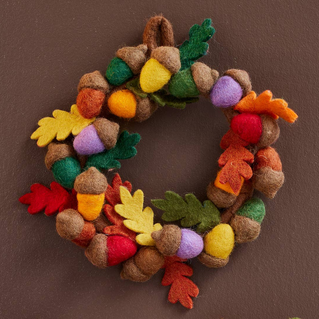 Namaste Felt Rainbow Acorn Wreath Decoration at Bibelot Leek UK Stockist