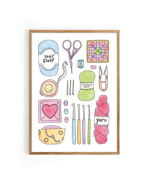 Nova & Me Crochet Tools A4 Art Print at Bibelot Leek UK Stockist
