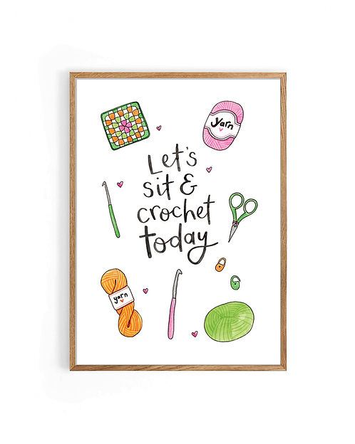 Nova & Me Let's sit and crochet today A4 Art Print at Bibelot Leek UK Stockist