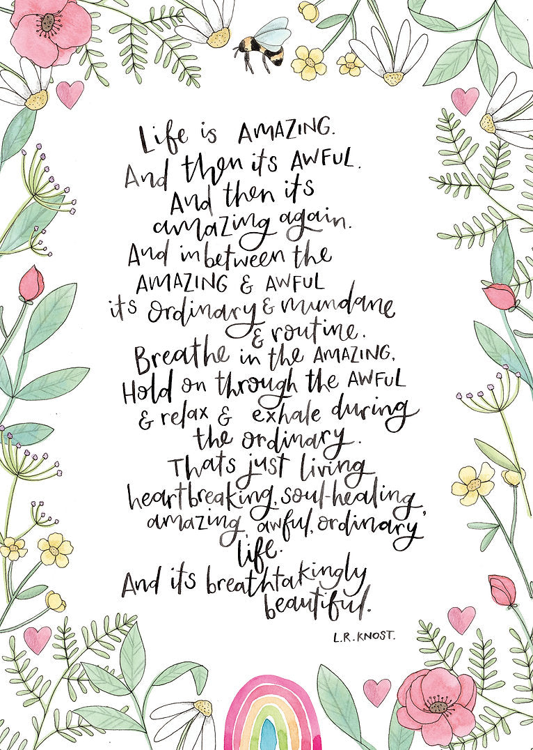 Nova & Me Life is Amazing with Wildflower Border Limited Edition Print
