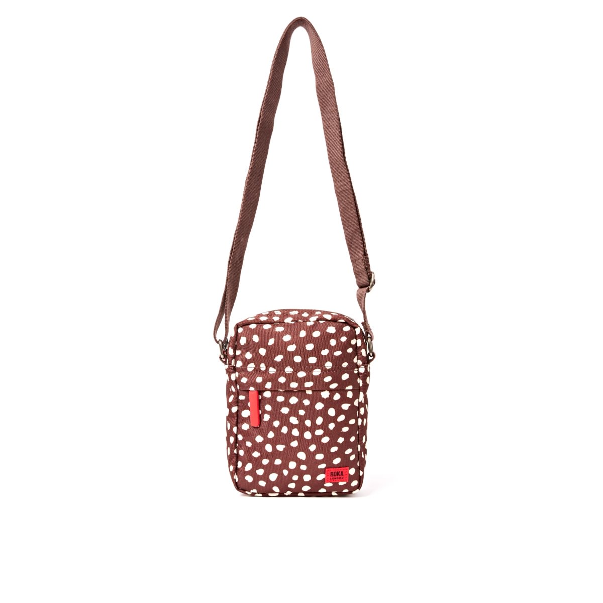Roka Bond Crossbody Recycled Canvas: Brown Dot at Bibelot Leek UK Stockist