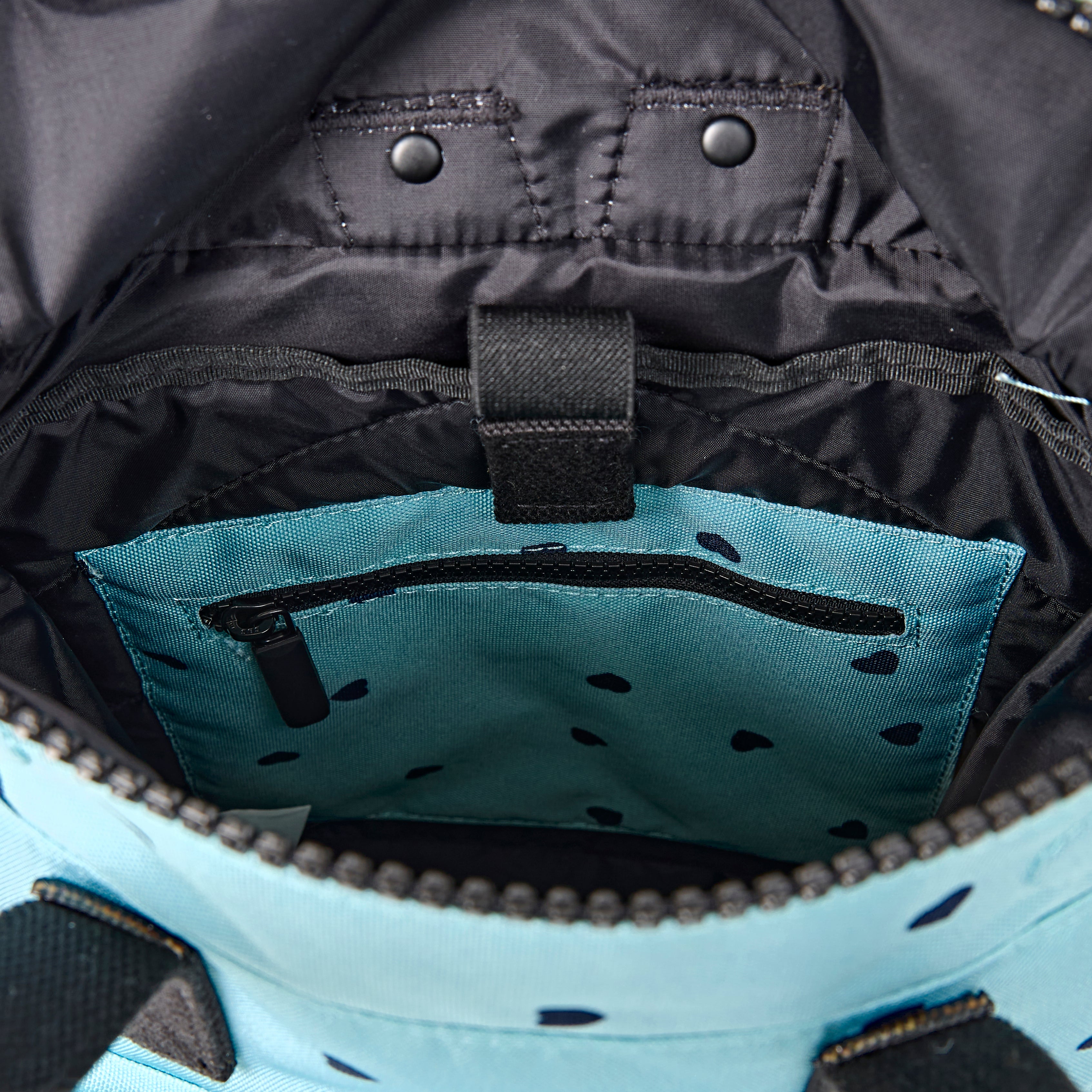 ROKA Canfield Roll Top Small Backpack – Heart Print Recycled Canvas at Bibelot Leek UK Stockist