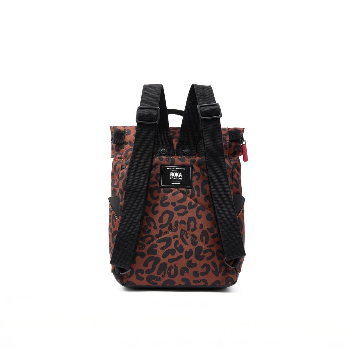 Roka Backpack Small Canfield B Recycled Canvas: Scarlet Leopard Print