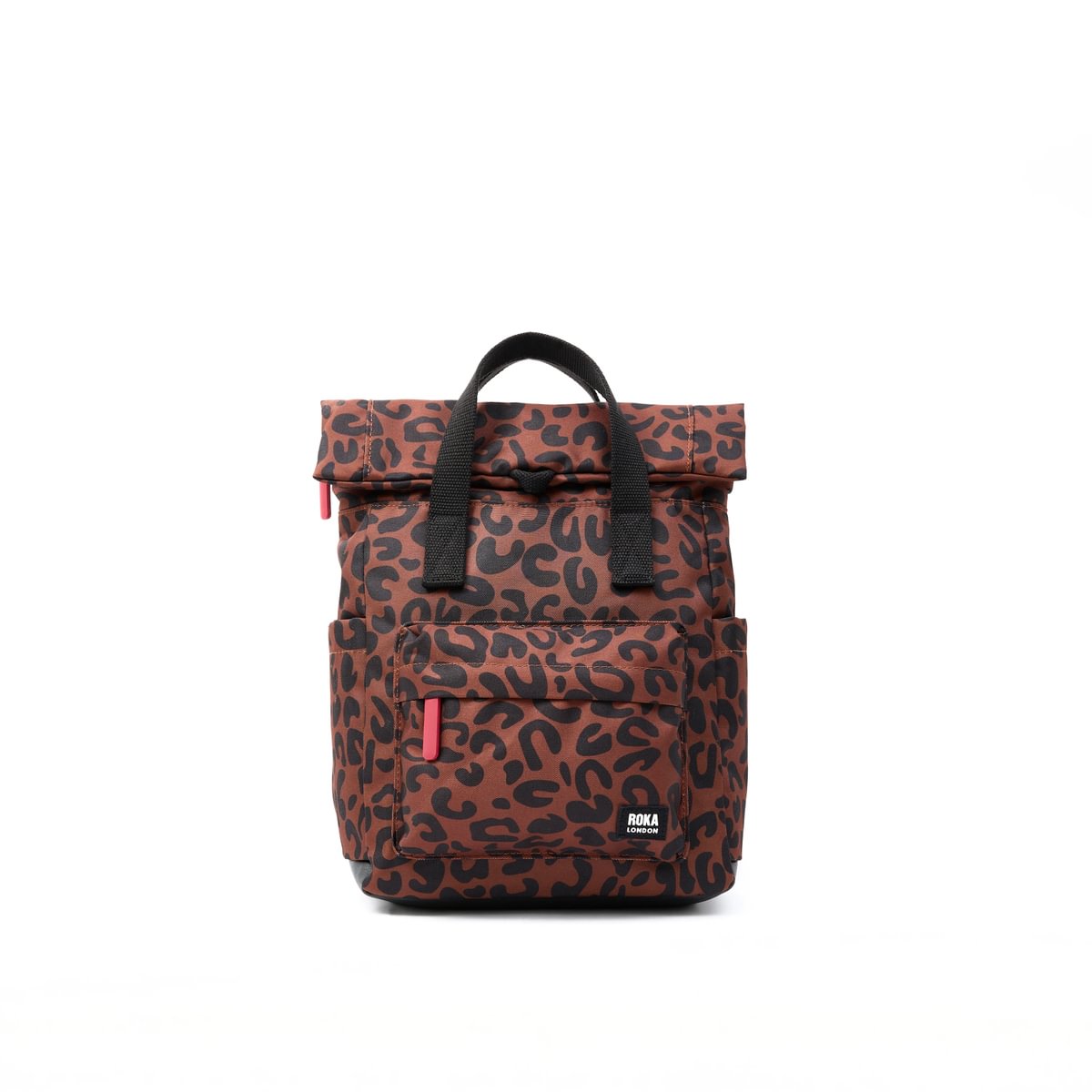 Roka Backpack Small Canfield B Recycled Canvas: Scarlet Leopard Print