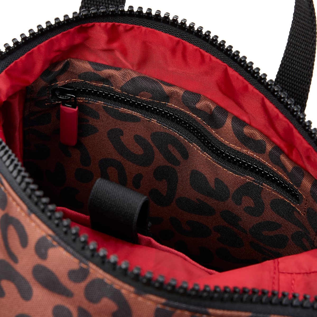 Roka Backpack Small Canfield B Recycled Canvas: Scarlet Leopard Print