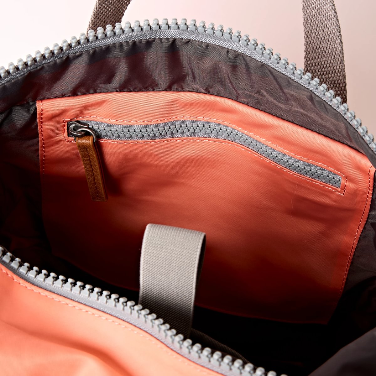 Roka Backpack Small Canfield B Recycled Nylon: Sugar Coral at Bibelot Leek