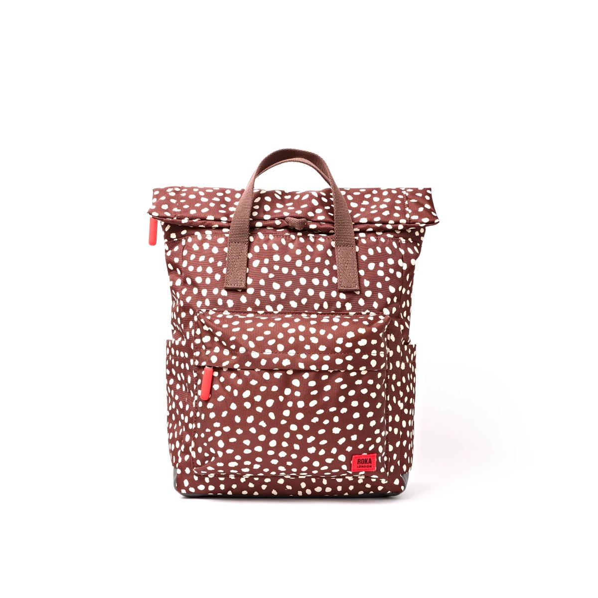 Roka Backpack Medium Canfield B Recycled Canvas: Brown Dot at Bibelot Leek UK Stockist