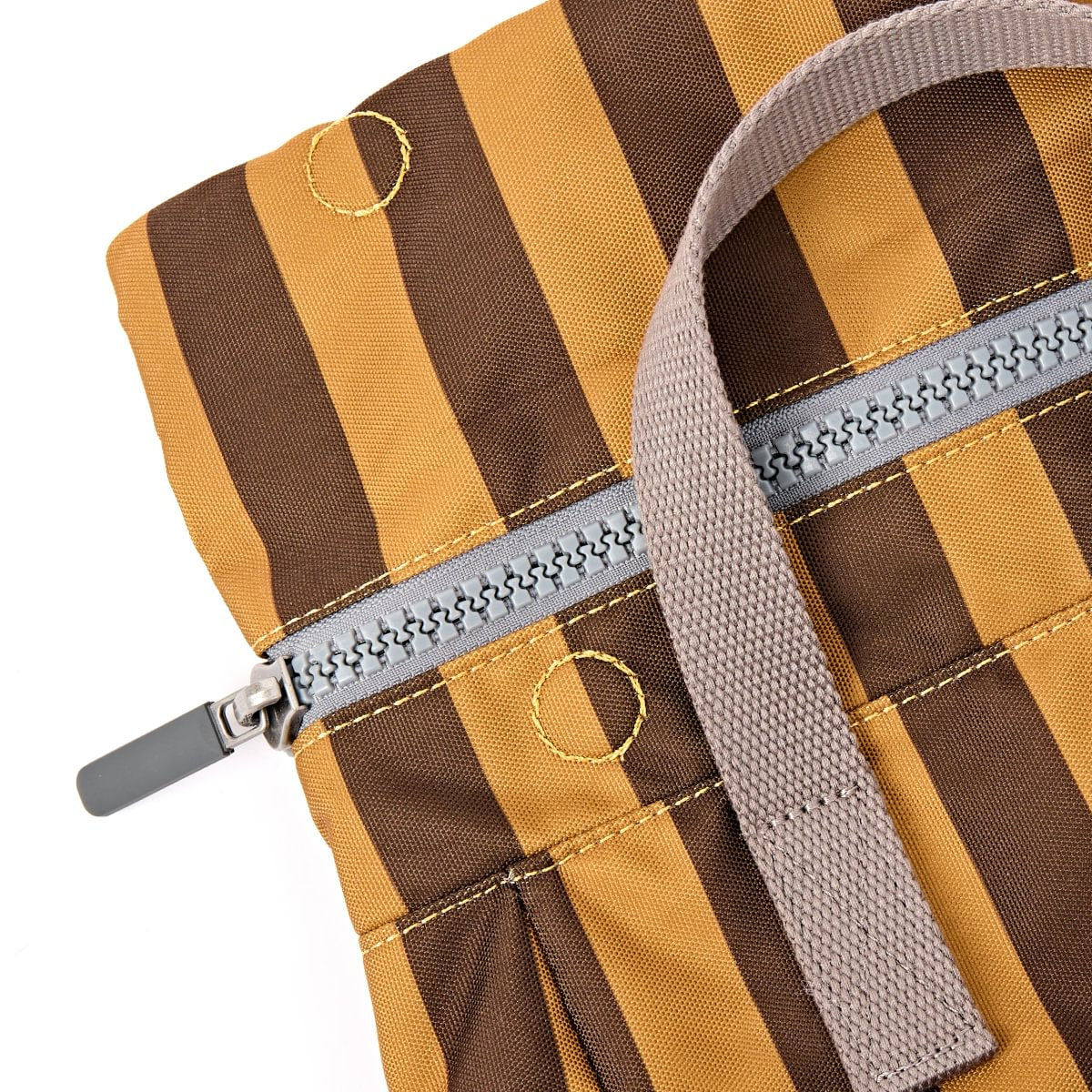 Roka Backpack Small Canfield B Recycled Canvas: Brown Stripes at Bibelot Leek UK Stockist