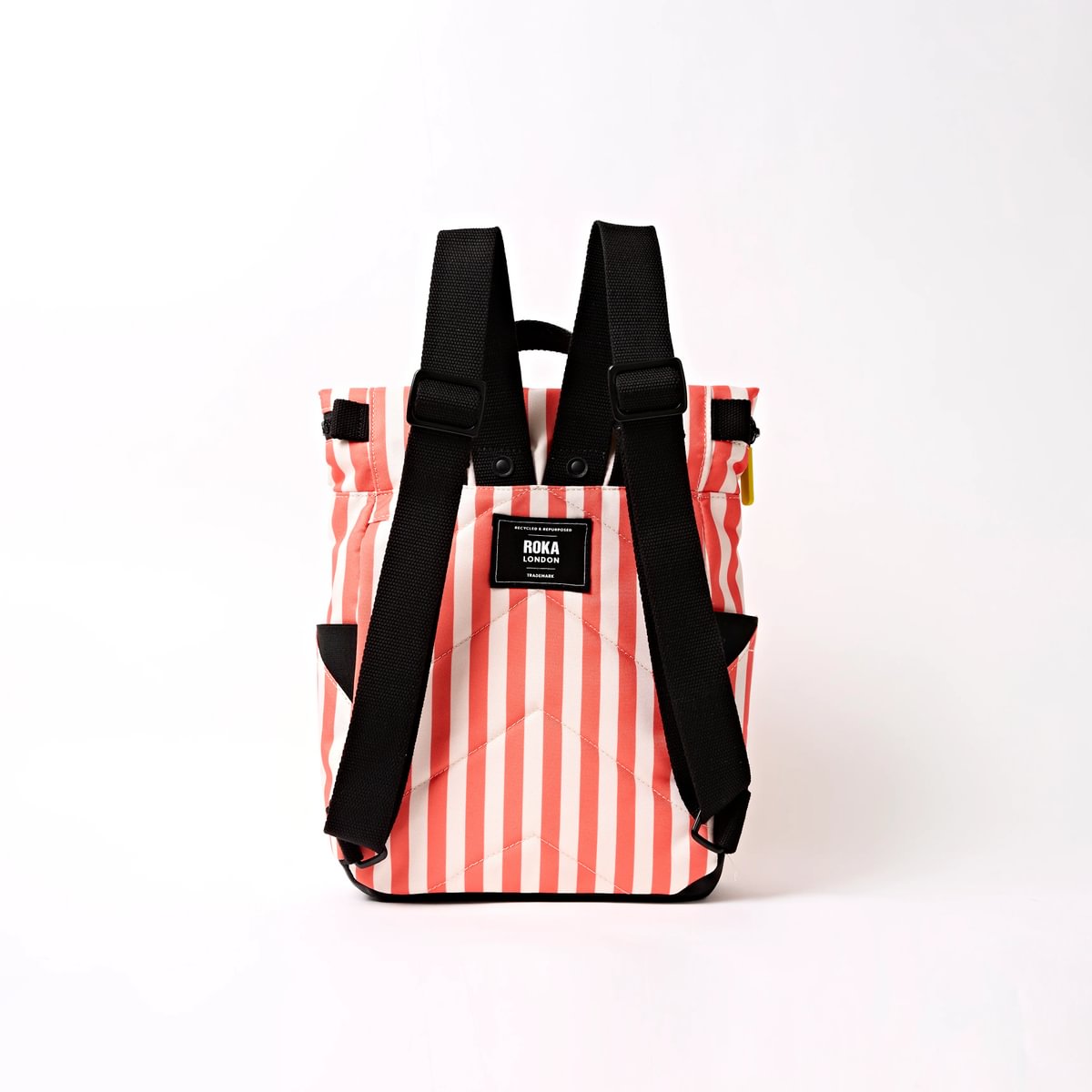 Roka Backpack Small Canfield B Recycled Canvas: Coral Stripe at Bibelot Leek
