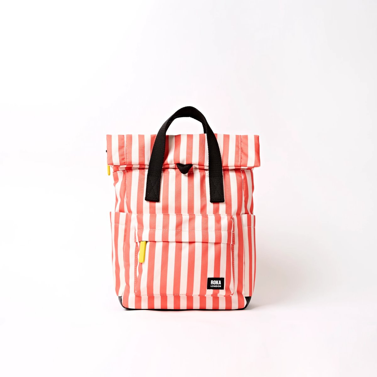 Roka Backpack Small Canfield B Recycled Canvas: Coral Stripe at Bibelot Leek