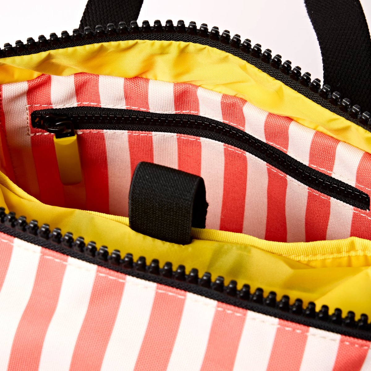 Roka Backpack Small Canfield B Recycled Canvas: Coral Stripe at Bibelot Leek